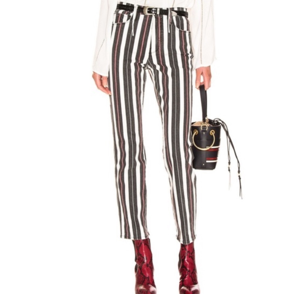 Frame Denim Le Sylvie Striped High Rise Jeans